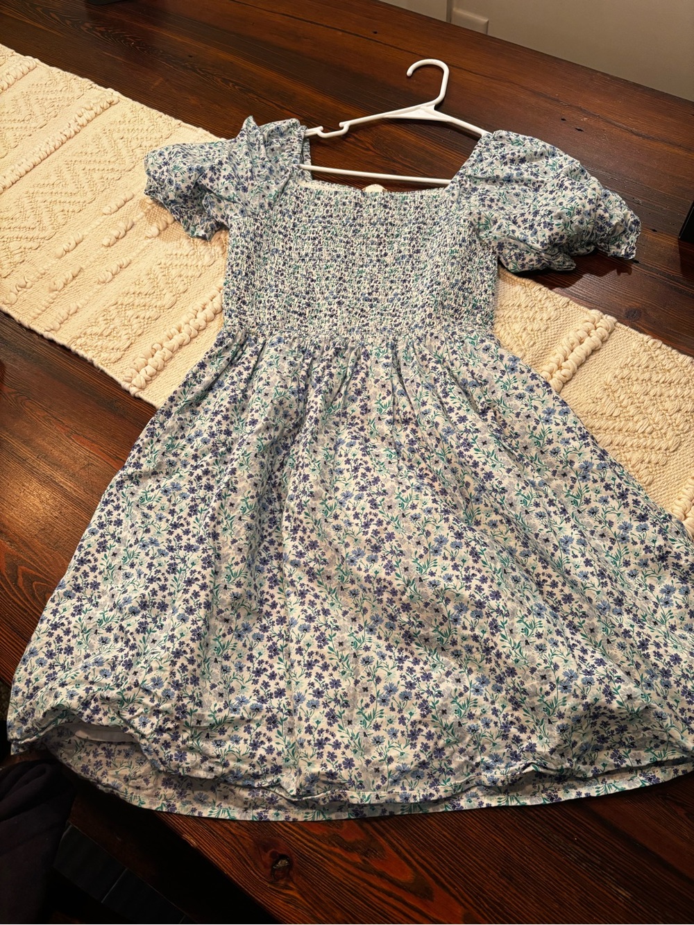 JCrew CrewCuts Girls' Blue Floral Puff-Sleeve Dress